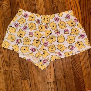 Yellow and pink Winnie the Pooh Print Women's sleep Shorts